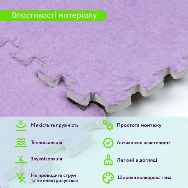 Підлога-пазл плюшевий 30х30х1см Фіолетовий (D) SW-00002086 991944156 фото
