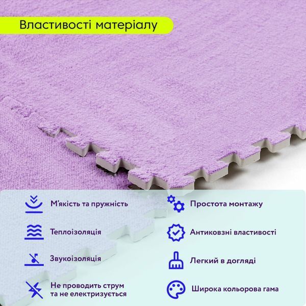 Підлога-пазл плюшевий 60х60х1см Фіолетовий (D) SW-00002087 991944157 фото