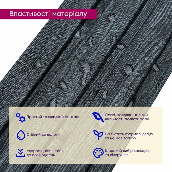 Рейка декоративна PS 2900х120х12мм Темний графіт SW-00002128 991944118 фото