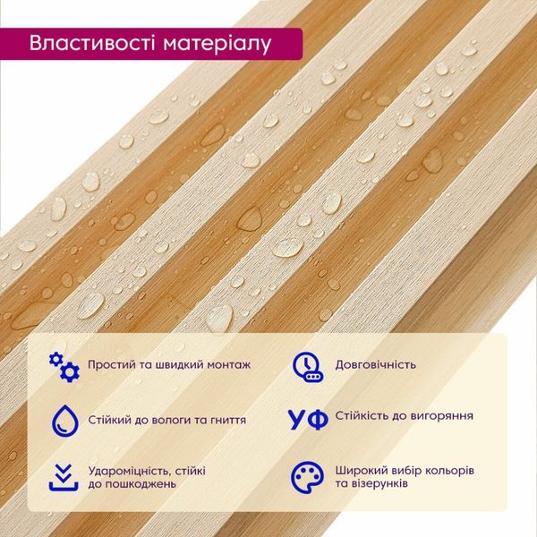 Рейка декоративная WPC стеновая 3000х160х23мм Светлое дерево SW-00002572- 991944236 фото